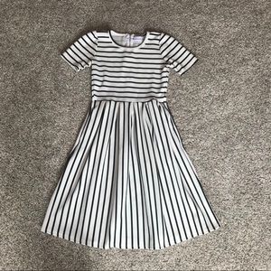 LuLaRoe B&W Striped Amelia Fit and Flair Dress
